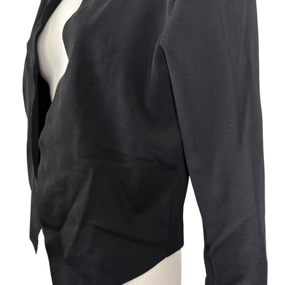 MM Lafleur Womens Black Tight Knit Stretch Rayon Cardigan Jacket Open Sweater M - Picture 9 of 16